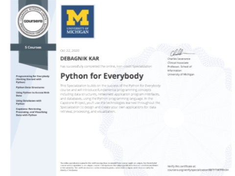 University od Michigan: Python Specialization